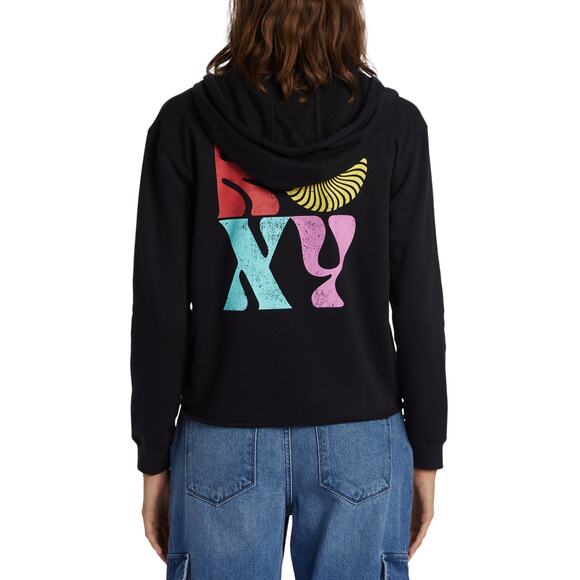 Roxy Juniors' Endless Sunshine Zip-up Hooded Sweatshirt - Anthracite MED NWT - Picture 3 of 4
